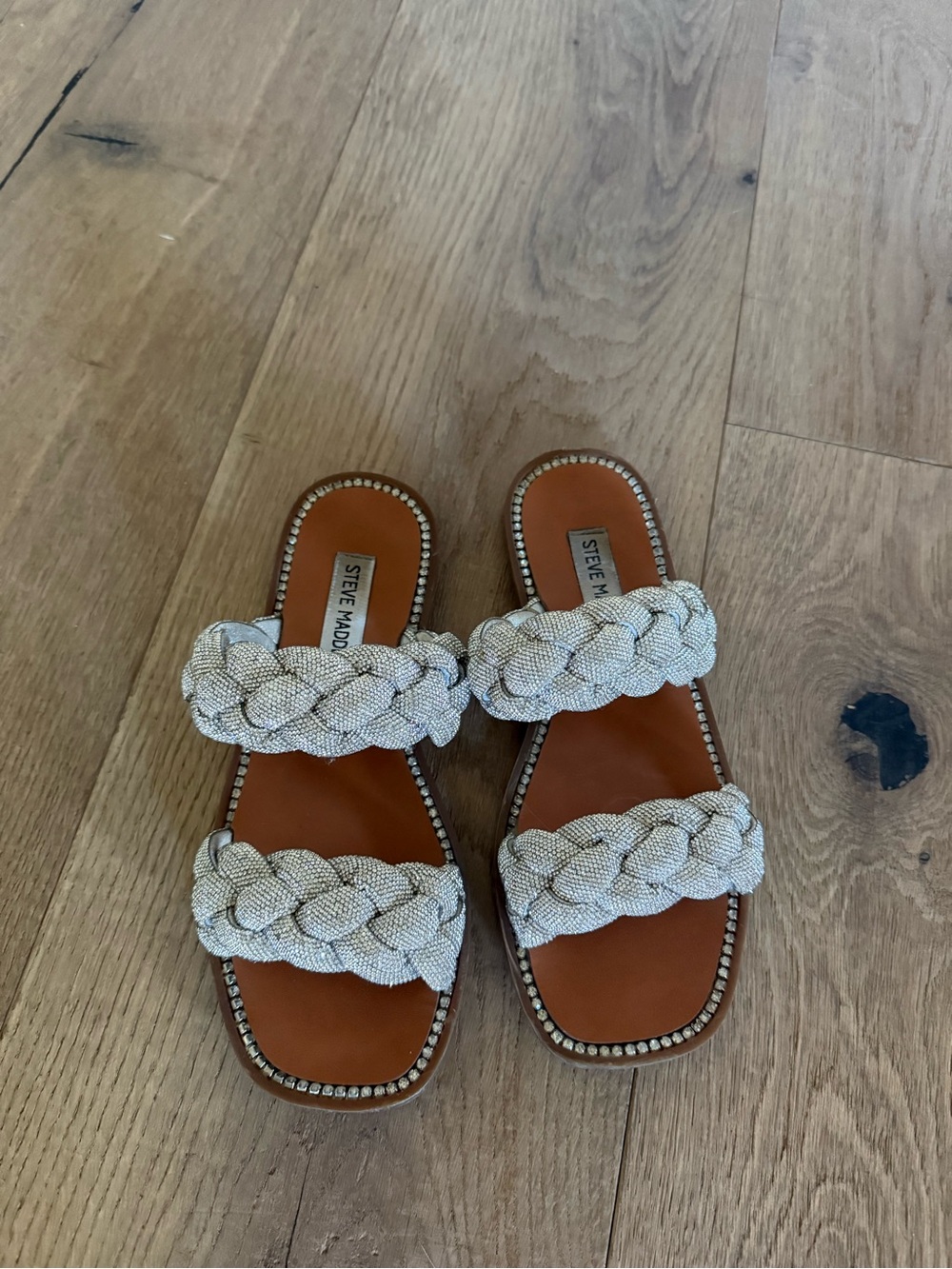 Steve Madden Newbie braided rhinestone slide sandal